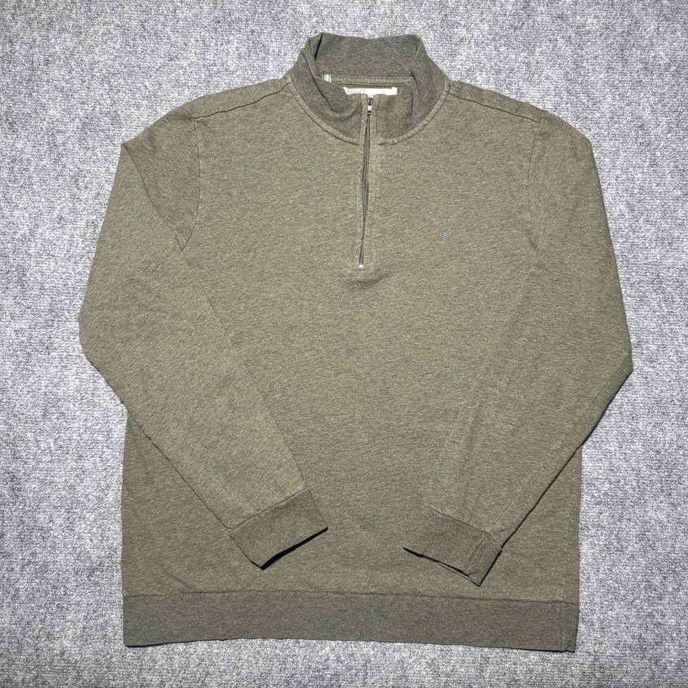 Criquet 1/4 Zip Golf Mock Neck Sweatershirt Pullover Men Large Olive Green